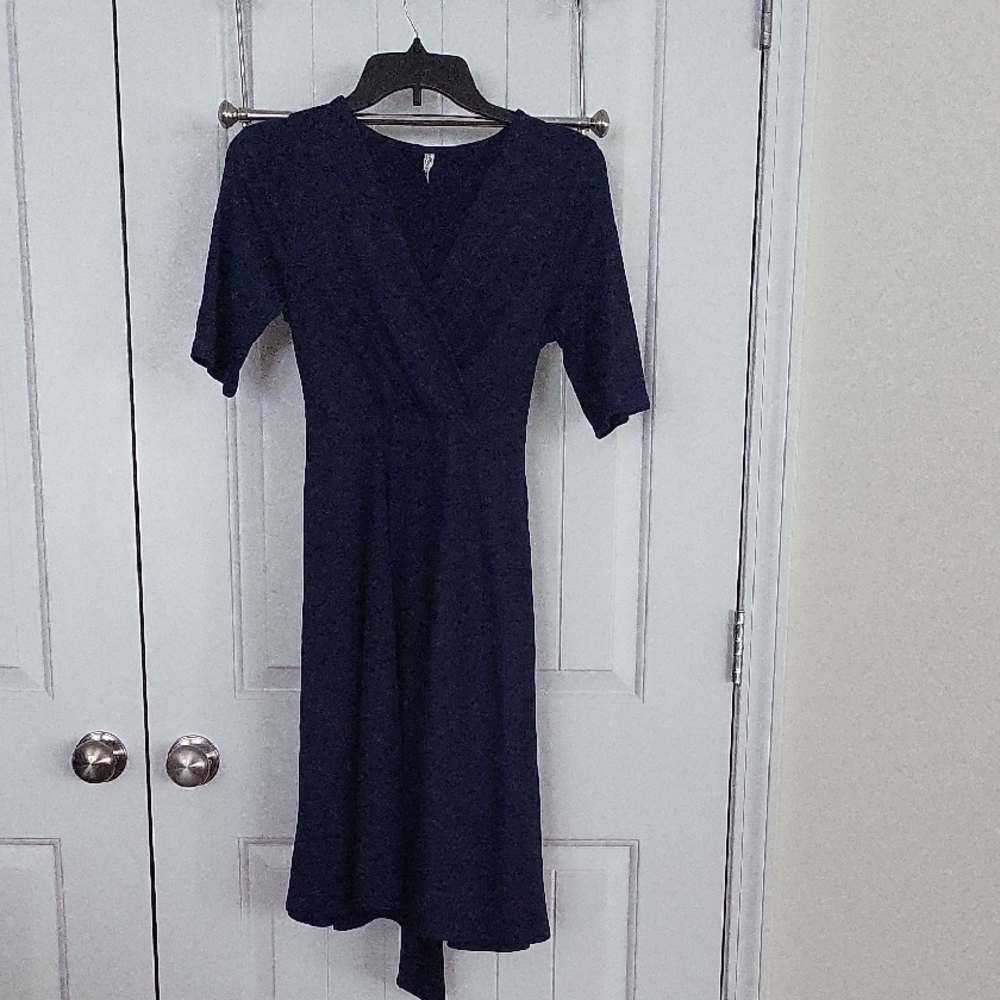 Mother Bee Maternity Blue V-Neck Midi Dress